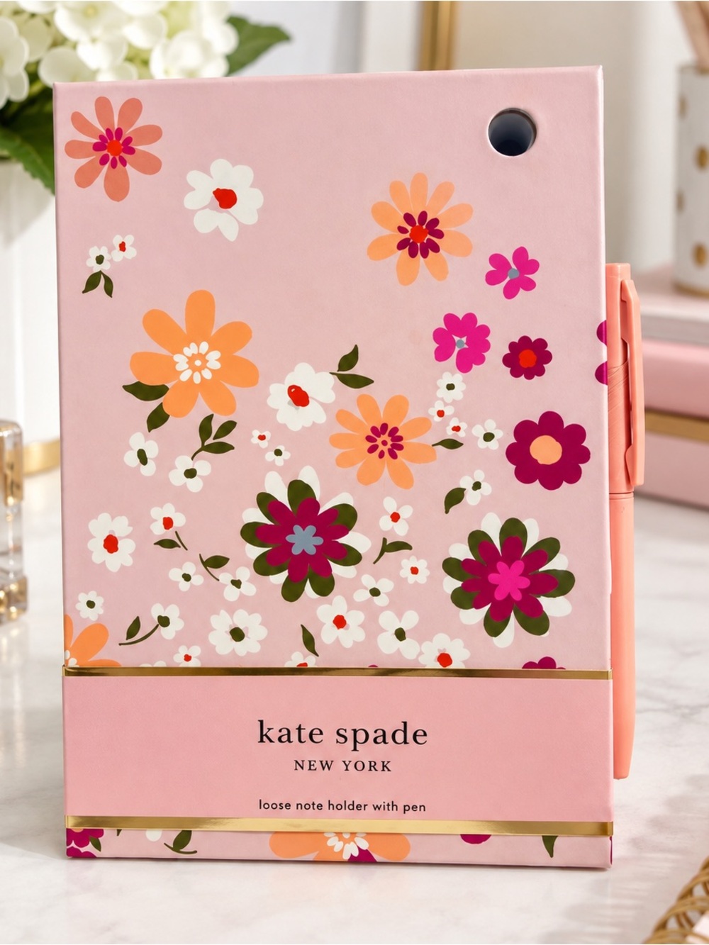 New Kate Spade New York Floral Loose Note Holder with Pen